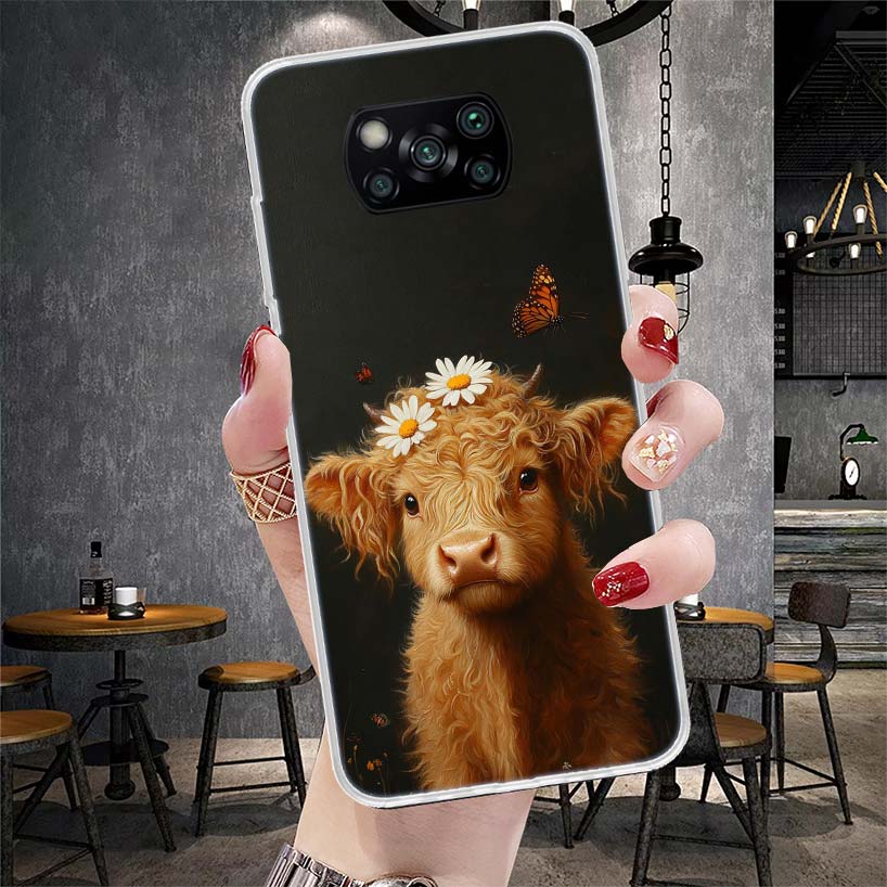 Cute Highland Cow Soft Phone Case For Xiaomi Redmi 15C 15 13C 13 Poco X5 X6 X7 F7 Ultra M7 12C 12 10 10C 9C 9A 9T 9 Fundas Poco
