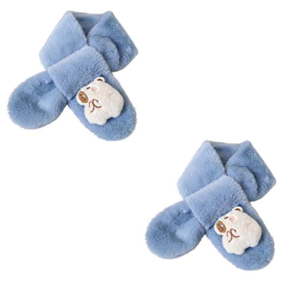 2 Stück Kawaii Capybara Plüschschal Capybara-förmiger Überkreuz-Halswärmer Kinder-Capybara-Schal Baby