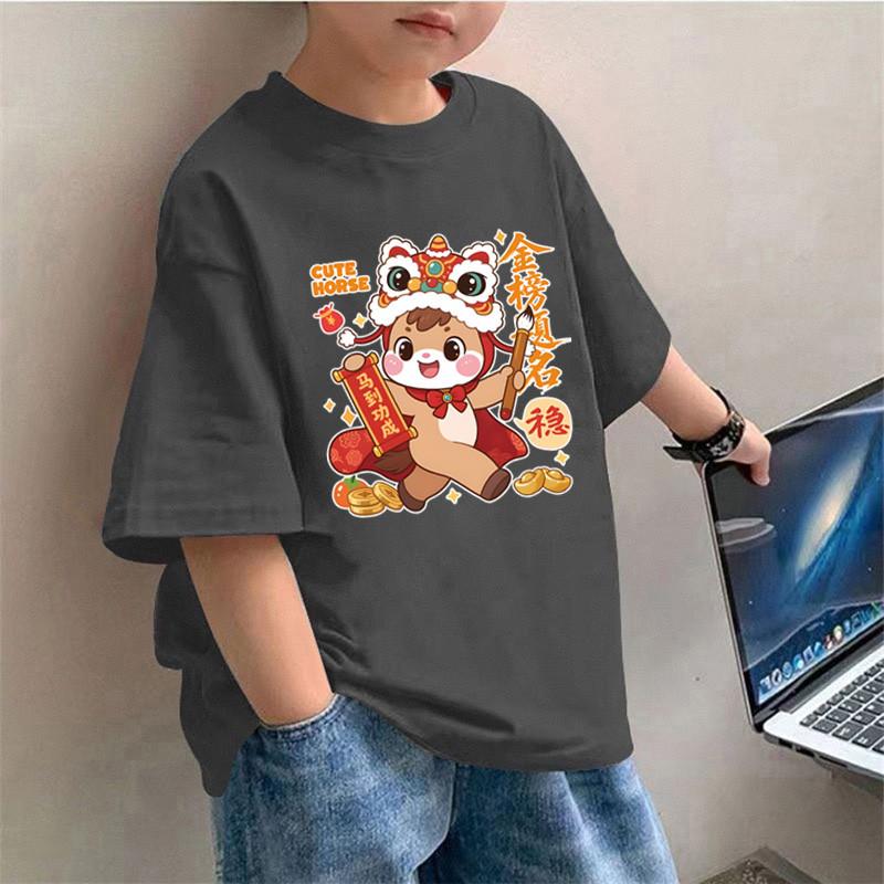 Children's clothing T-shirt retro printed fashionable red T-shirt