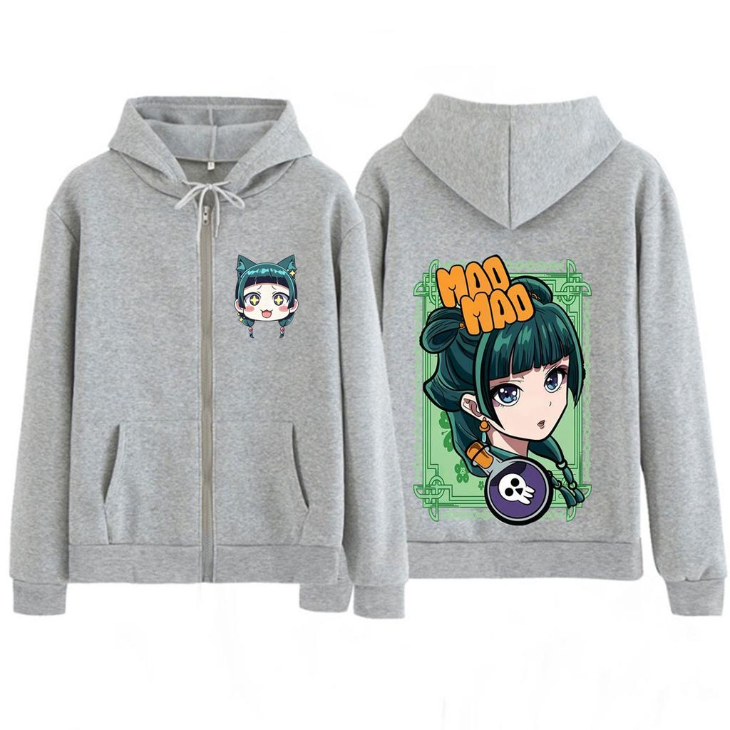 Anime The Apothecary Diaries Print Zip Up Hoodie Men Women Hip-hop Punk Sweatshirts Winter Fleece Loose Casual Zipper Jacket