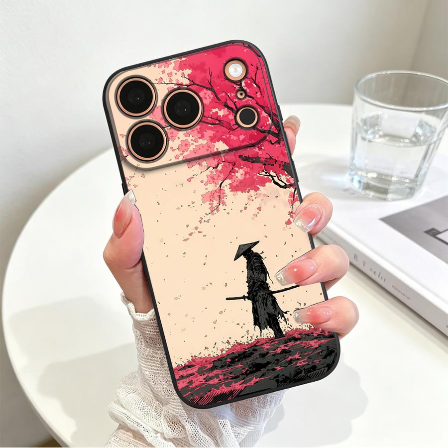 Case for Apple iPhone 17 18 Pro Max 14 12 11 18 XS XR Air 15 Plus 13 Mini 16 7 8 17e 16e Phone Cover Cartoon Sakura Warrior