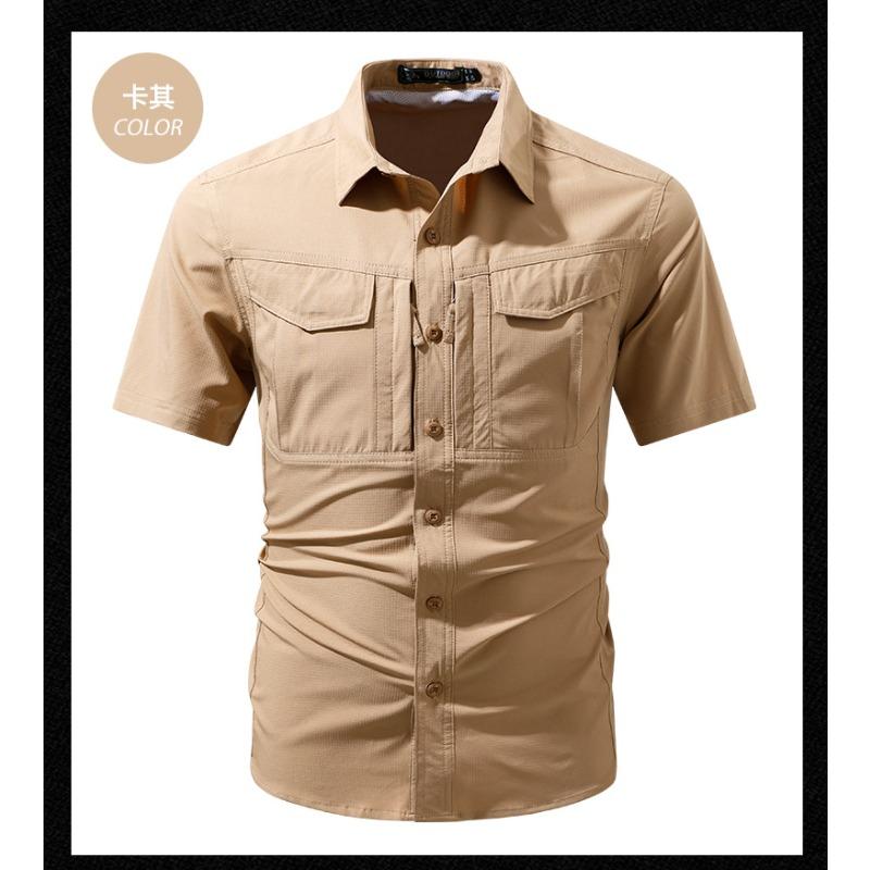 Men's 2026 Summer New Quick Dry Workwear Short Sleeve Shirt, Thin Loose Fit Outdoor Casual Half Sleeve Shirt, Trendy Style