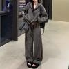 Women Casual Loose Korean Style Hooded Sweatshirt Long Pants Two Piece Sports Set