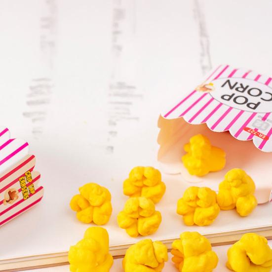 10Pcs Popcorn-Shaped Pencil Cap Eraser Set Cute Rubber Erasers for Kids Students Fun Classroom Prize School Supply Party Favors