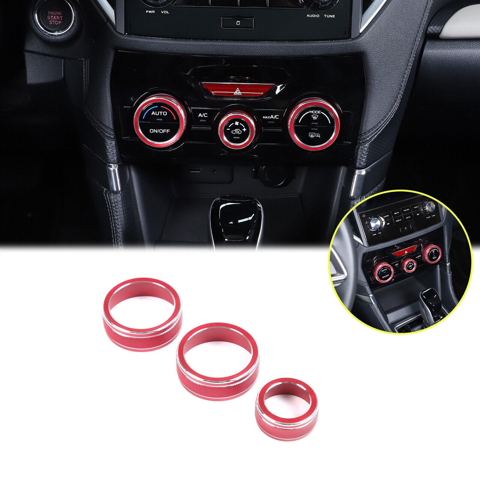 Red Aluminum AC Climate Control Knob Ring Covers For Subaru Forester -2024
