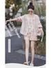 Women's Summer Chinese-Style Slim Shorts & Printed Cardigan Two-Piece Set