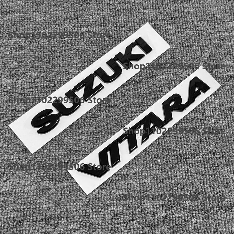 AAGP1 For Suzuki Vitara Front Grille Emblem Rear Trunk Badge Glossy Black ABS Logo Car Exterior Sticker Decal Accessories