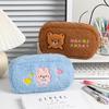 Cute Stationery Bag Desktop Storage Large Capacity Pencil Case Bear Rabbit Printed Pen Pouch for Student Girls Makeup Bags Gift