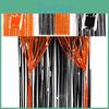 Festive Macaron Orange And Black Rain Curtain Ideal For Halloween Party Decor And Setup