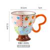Hand-Painted Relief Goblet Household Ceramic Cup Drinking Cup Coffee Cup Cute Milk Oat Cup