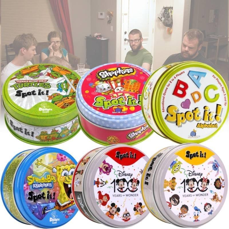 Familienspaß Kartenspiel Bunte Dobble-Karten Partyspiel für Kinder Erwachsene