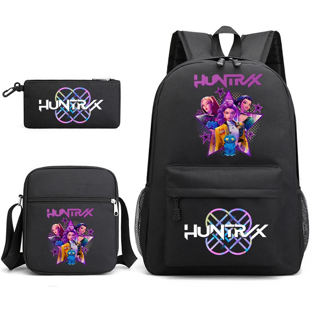 3Pcs/set Cartoon Printed Backpack with Shoulder Bag Pencil Case for Teenager Student Boy Girl School Bag Large Capacity Waterproof Bookbag Kid Gift