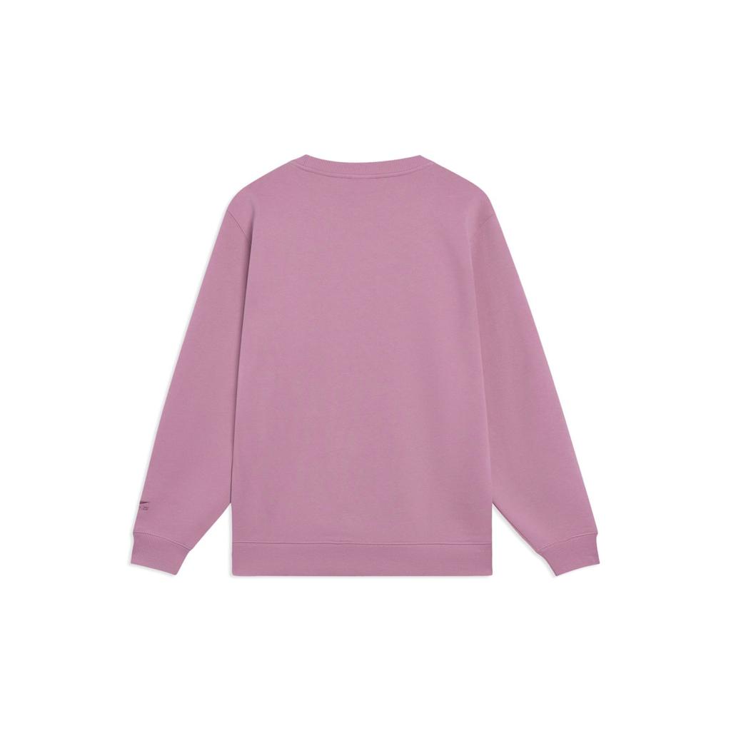 Li-Ning Sporty Casual Pure Color Long Sleeve Crew Neck Sweatshirt Men Tops Light-Rose-Red AWDT073-9