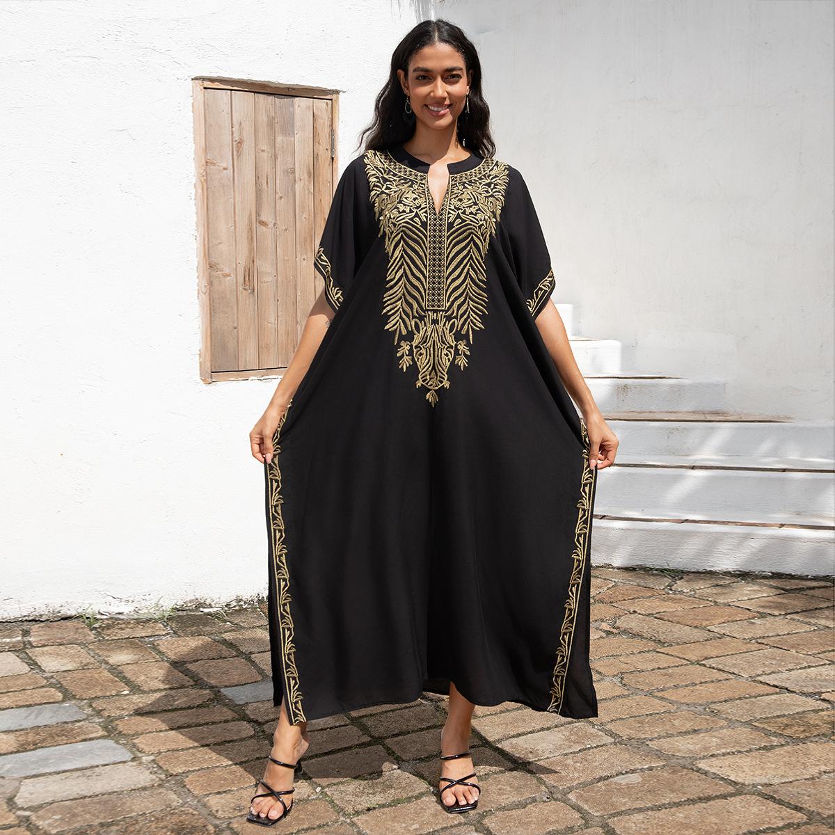 

Женская мода лето весна цветочный узор принт рукава 1/2 V-образный вырез свободная талия повседневные платья Size: One Size