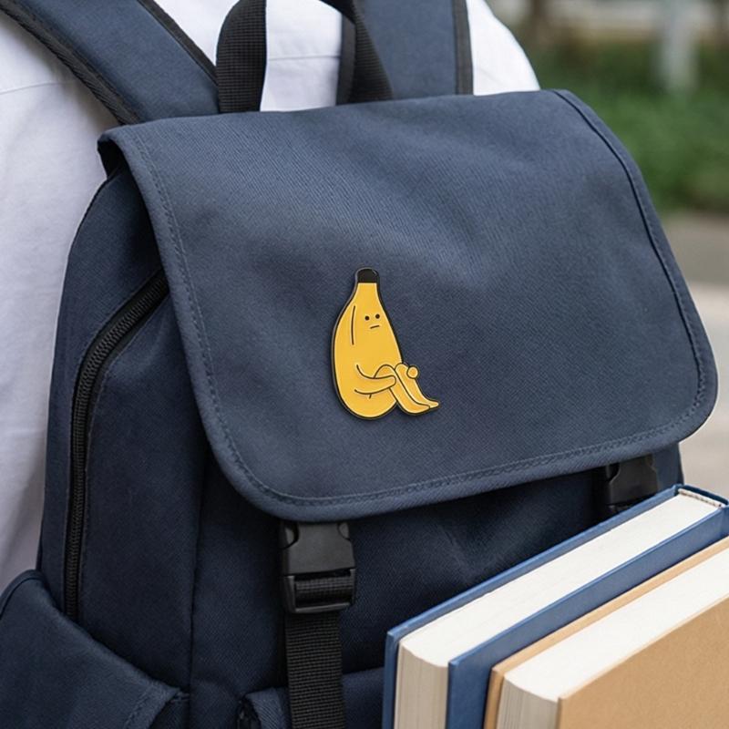 Sitting Banana Brooch Unique Cartoon Character Pin For Casual Wear And Fun Expression