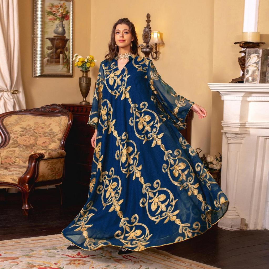 Vestido de Malla Bordada de Dubái: Vestido de noche musulmán europeo