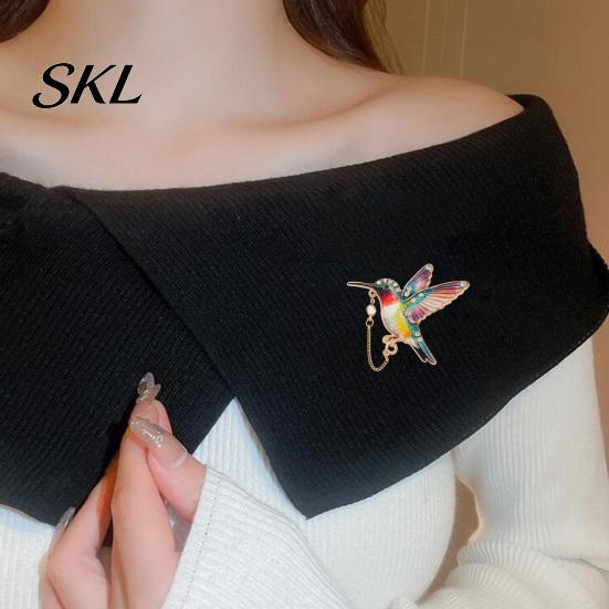 Jackets Decorative Badge Rhinestone Hummingbird Brooch Pin, Oil Dripping Bird Lapel Sweater Women Pin Cardigan Coat Suits Accessories, Jewelry