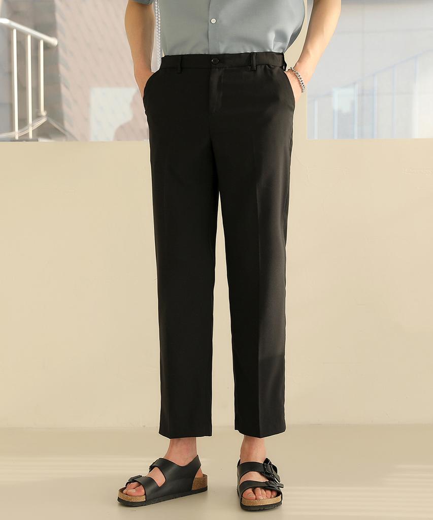 Jikeulib Secret Side Banding Black Cropped Stretch Slacks