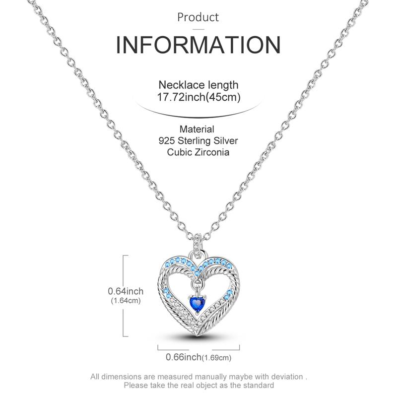 New Copper Necklace Zircon Heart Interlocking Pendant Necklace For Women Wedding Birthday Party Jewelry Gifts