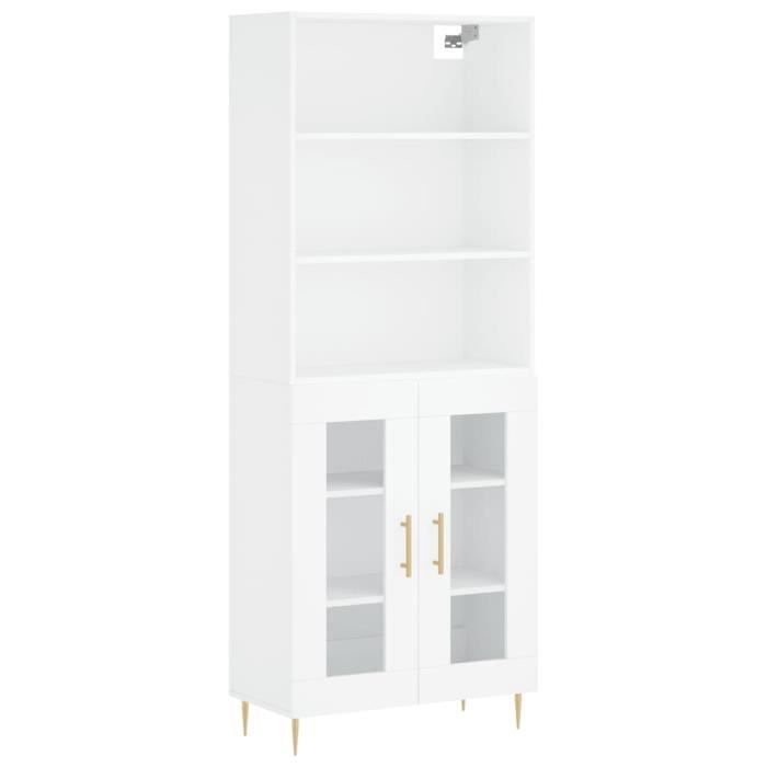 VidaXL Buffet haut Blanc 69,5x34x180 cm Bois d'ingénierie 3189301