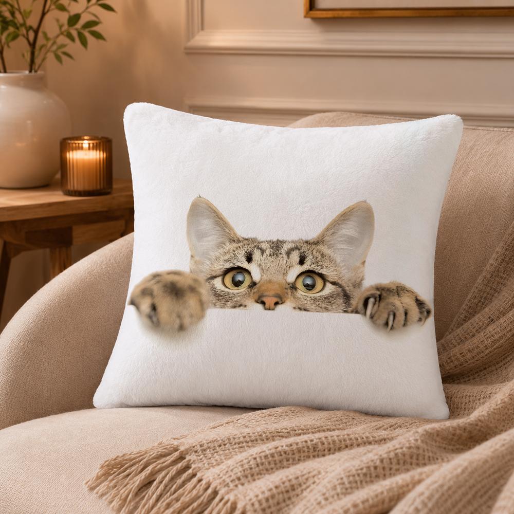 cat Cushion Cover Anti-dustmite Pillowcase Invisible zipper silky short plush Sofa cushion cover