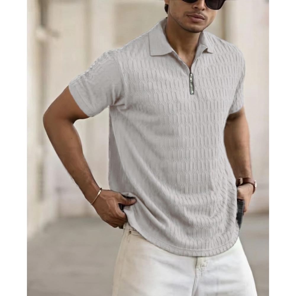 2025 Summer POLO Shirt Zipper Men's Jacquard Sports T Shirt
