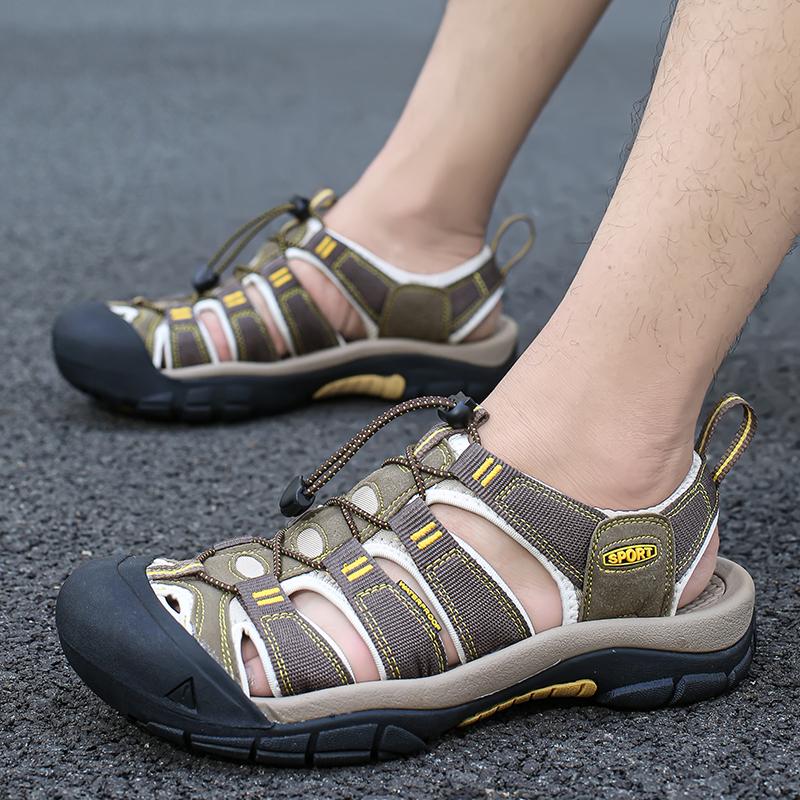 New Summer Men Genuine Leather Sandals Classic Casual Shoes Men Outdoor Beach Sandals Roman Summer Men's Water Shoes Size 35-46