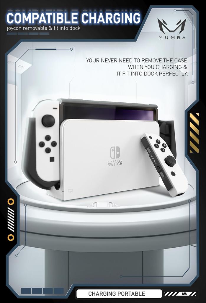 Pouzdro Mumba Nintendo Switch OLED 2021 Organic EL Model TPU Grip Ochranný kryt Dokovatelné příslušenství Kompatibilní s Nintendo Switch OLED a ovladačem