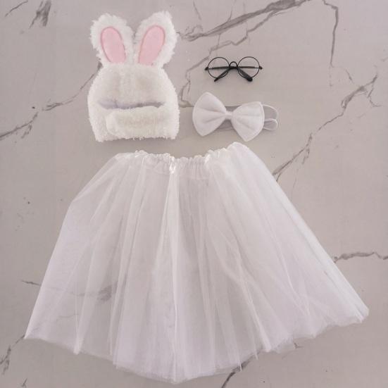 1 Set Porch Goose Bunny Outfit Easter Bunny Goose Costume Rabbit Ear Hat Bow Tie Dress Clothes for 23 Inch High Cement or Goose Lawn Yard Decor