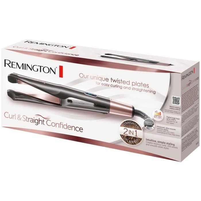 Remington S6606 Fer à Lisser, Fer à Boucler, Lisseur, Boucleur Curl Confidence Advanced Cermaic, Tourmaline, Antistatique