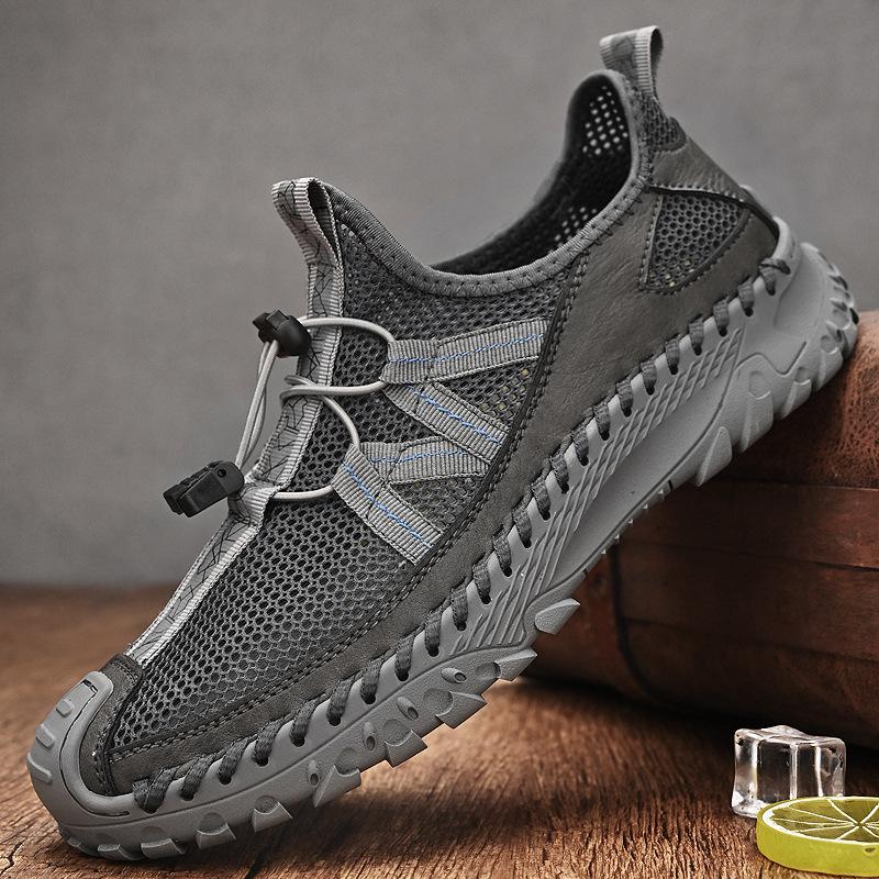Sneakers Men's Summer Breathable Men's Shoes Mesh Breathable Thin Hollow Mesh Shoes Men's Lightweight Black Casual Shoes
