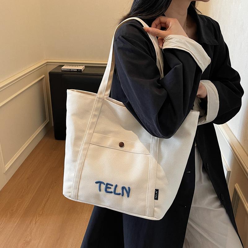Korean Style Large Capacity Shoulder Bag Comfortable and Versatile Texture Tote Bag Women Fashi Canvas Commuting Storage Bag