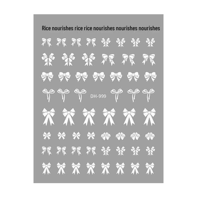 Redanco3D Cartoon Bow Nail Stickers DH-999 - Black & White Design