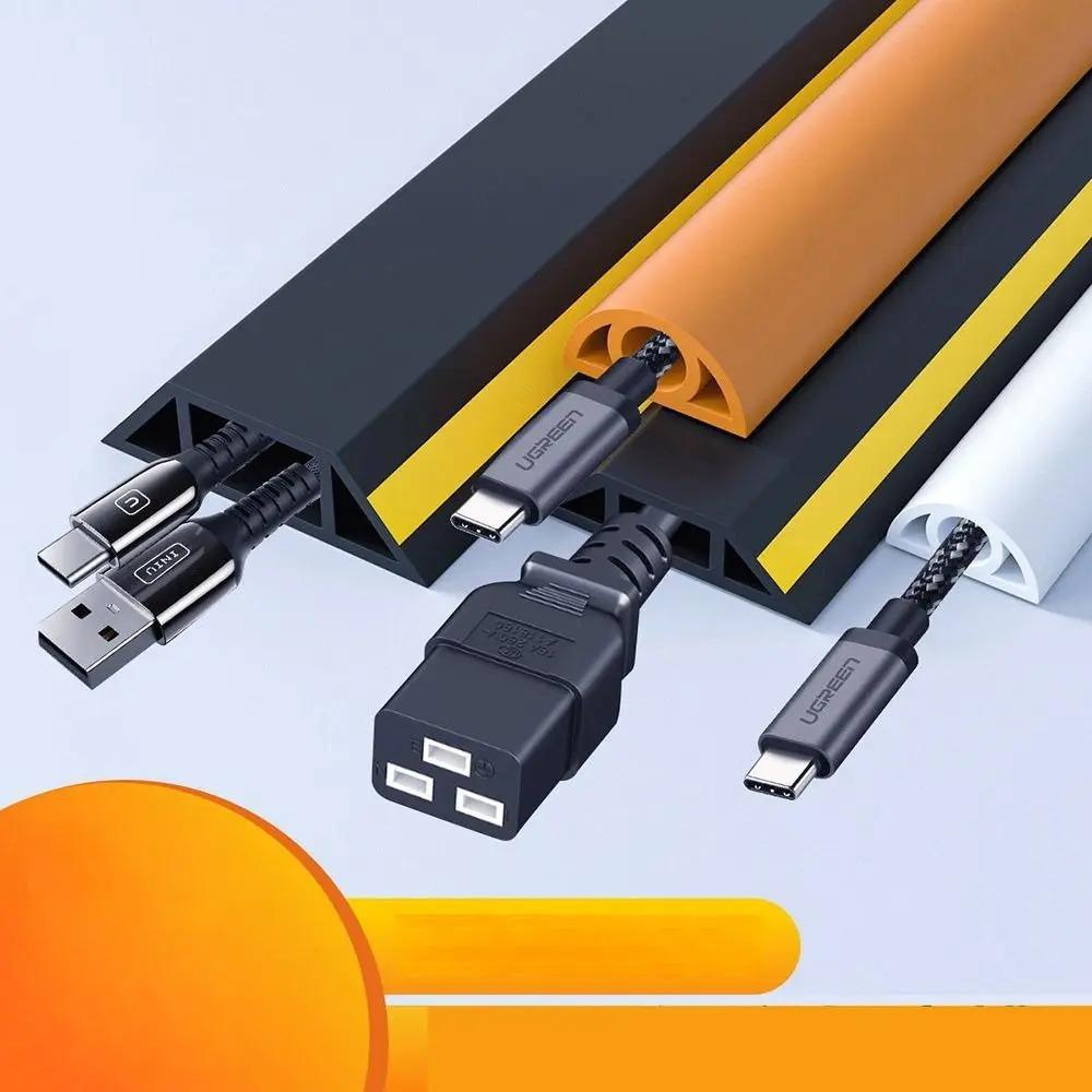 1Roll 1/3meters Floor Cord Cover Self-Adhesive Cord Protector Extension Wiring Duct Protector Electric Wire Slot Cable Manage