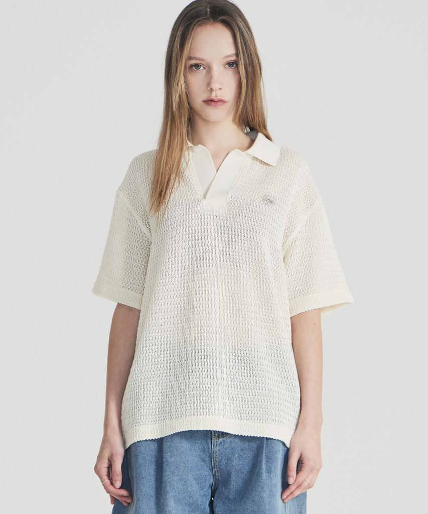 Palet Collared Knit Short Sleeve Tee Green