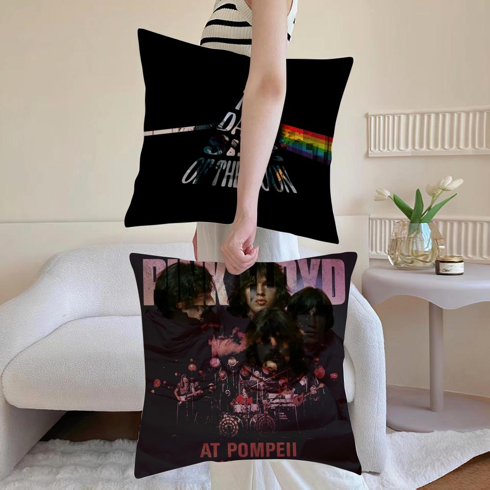 Pink Floyd Cushion Cover Anti-dustmite Pillowcase Invisible Zipper Silky Short Plush Sofa Cushion Cover