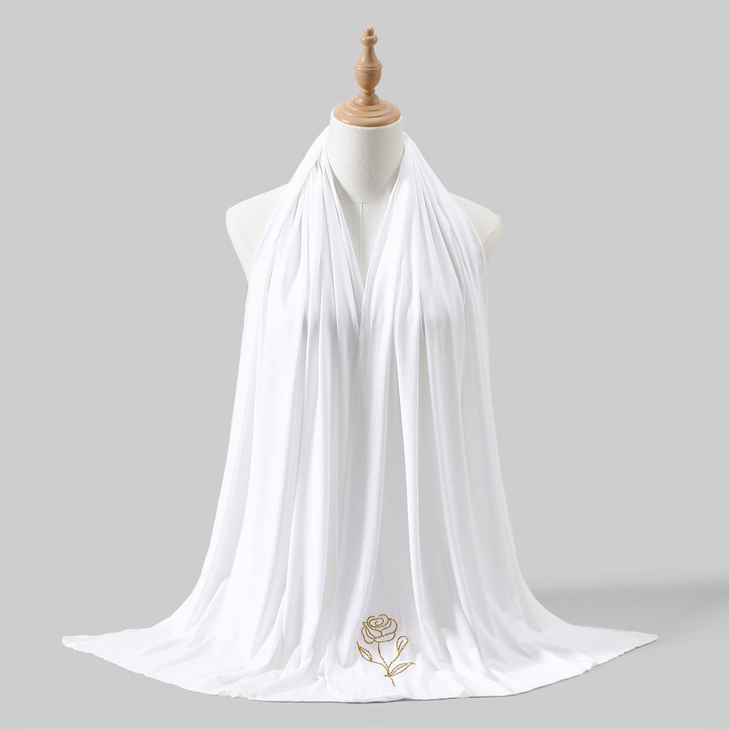 New Jersey Modal Scarf Hijab for Woman Gold Sprinkling Plain Soft Long Shawls Islam Headwraps Ramadan Prayer Turban