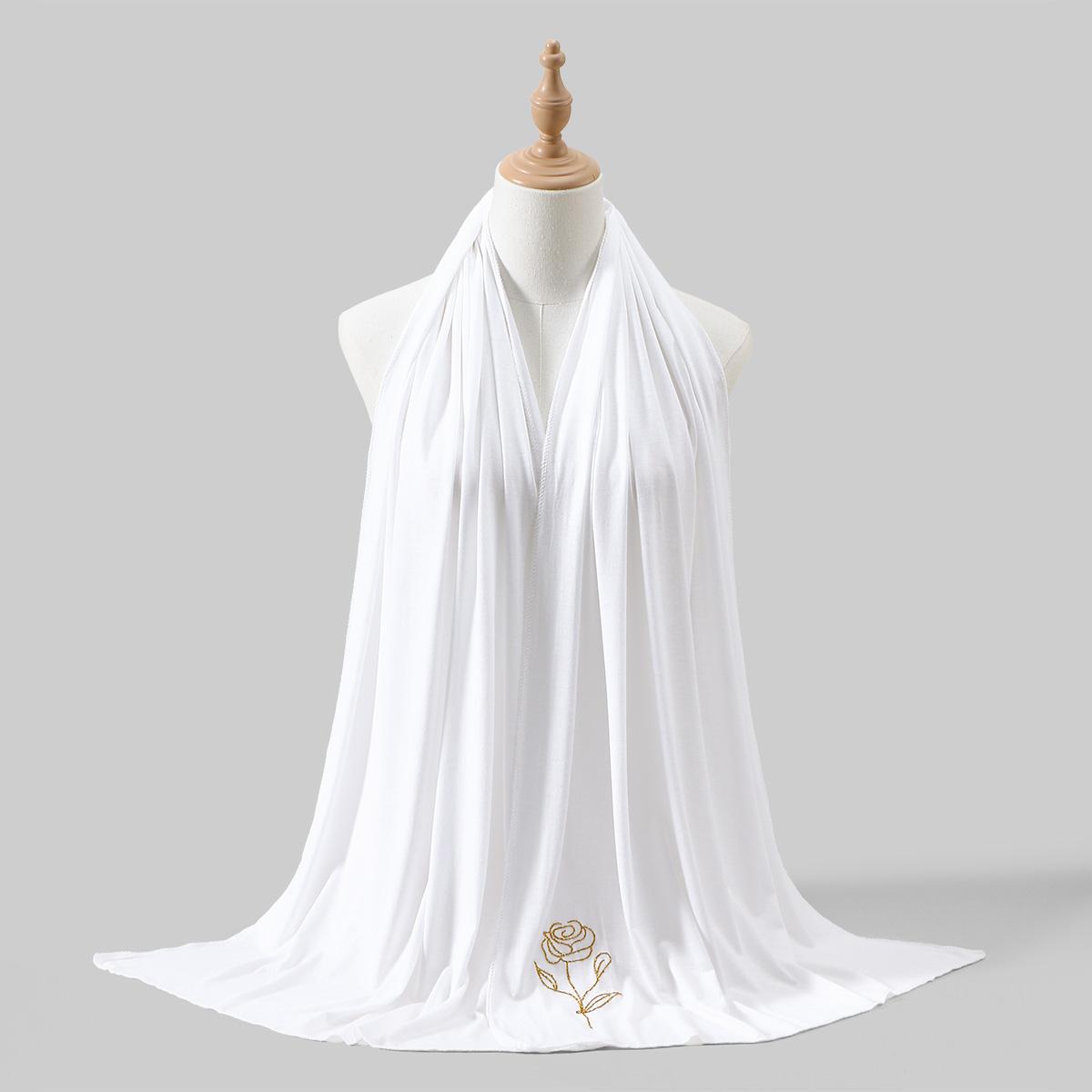 

New Jersey Modal Scarf Hijab For Woman Gold Sprinkling Plain Soft Long Shawls Islam Headwraps Ramadan Prayer Turban