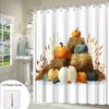 1pc Autumn Pumpkin Bath Curtain with Hay Bales Fall Harvest Theme Bathroom Decor Polyester Fabric Shower Hanging Curtain