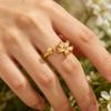 Opal Flower Rings For Women Cubic Zirconia Openning Stainless Steel Flower Ring Wedding Floral Aesthetic Jewelry anillos mujer