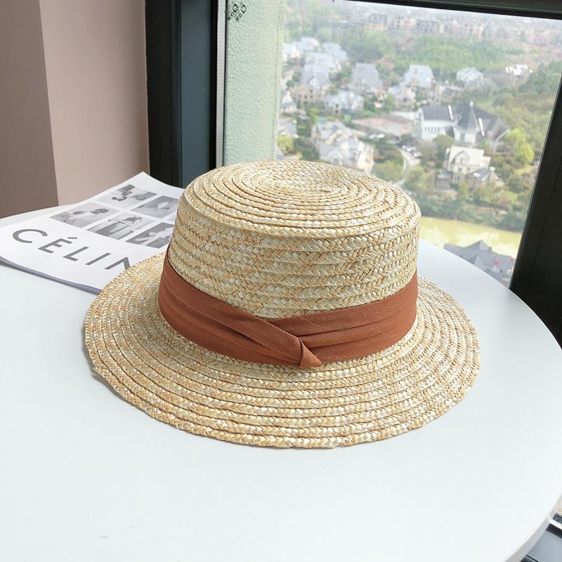 Flat Edge Straw Hat Women's Summer Sunscreen Straw Sunshade Small Fresh Beach Fashion Temperament Top Hat
