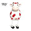 Cow Figurine Resin Statue, Cute Shelf Sitter with Dangling Rope Legs, Garden Decor for Patio Cartoon Farmhouse Animal Ornament Fence Railing, Planter,