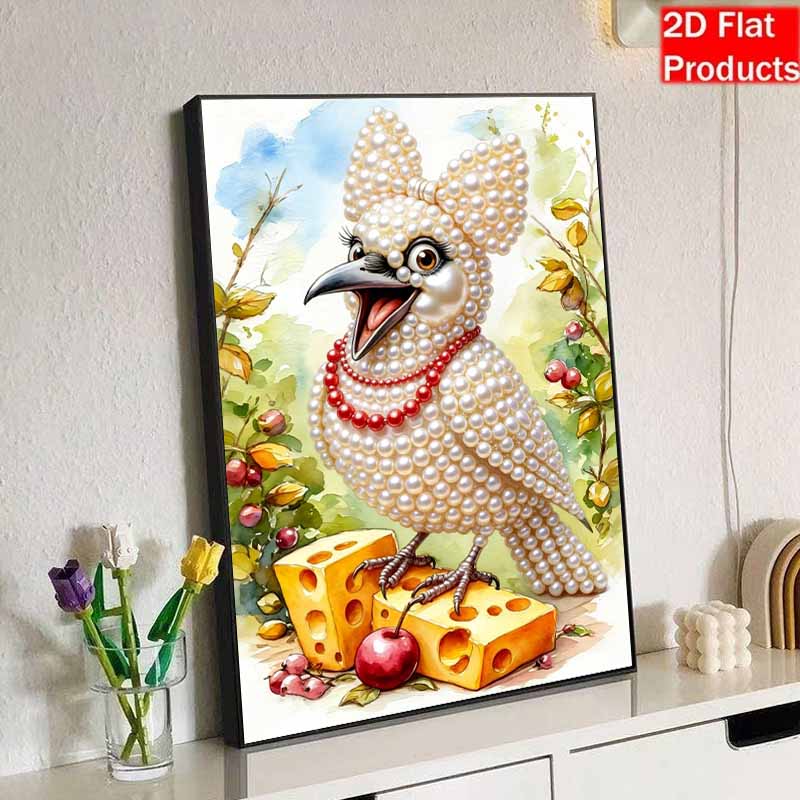 3D Pearl Painting Kit Funny Bird Design Frameless DIY Bead Art Canvas Leisure Handmade Craft for Bedroom Wall Decor