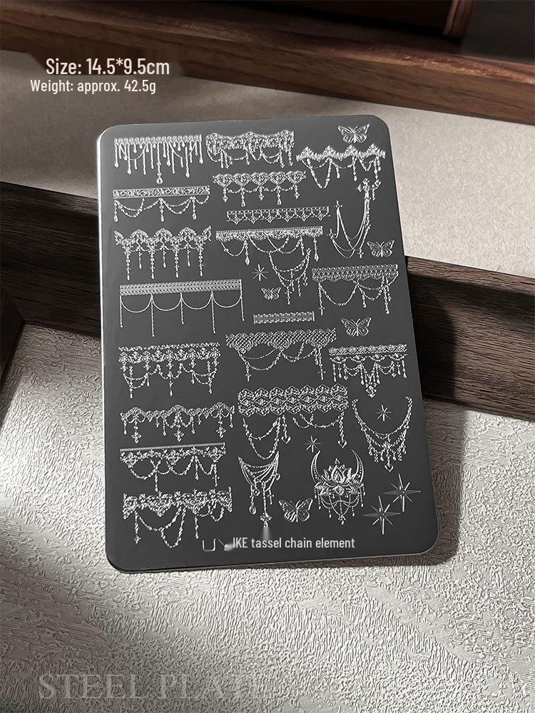 Nail Art Stamping Plates - Star, Polka Dot, Lines, Grid Lace Textures