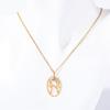 Turquoise Zodiac Rune Necklace with Stainless Steel and Gold Clavicle Chain