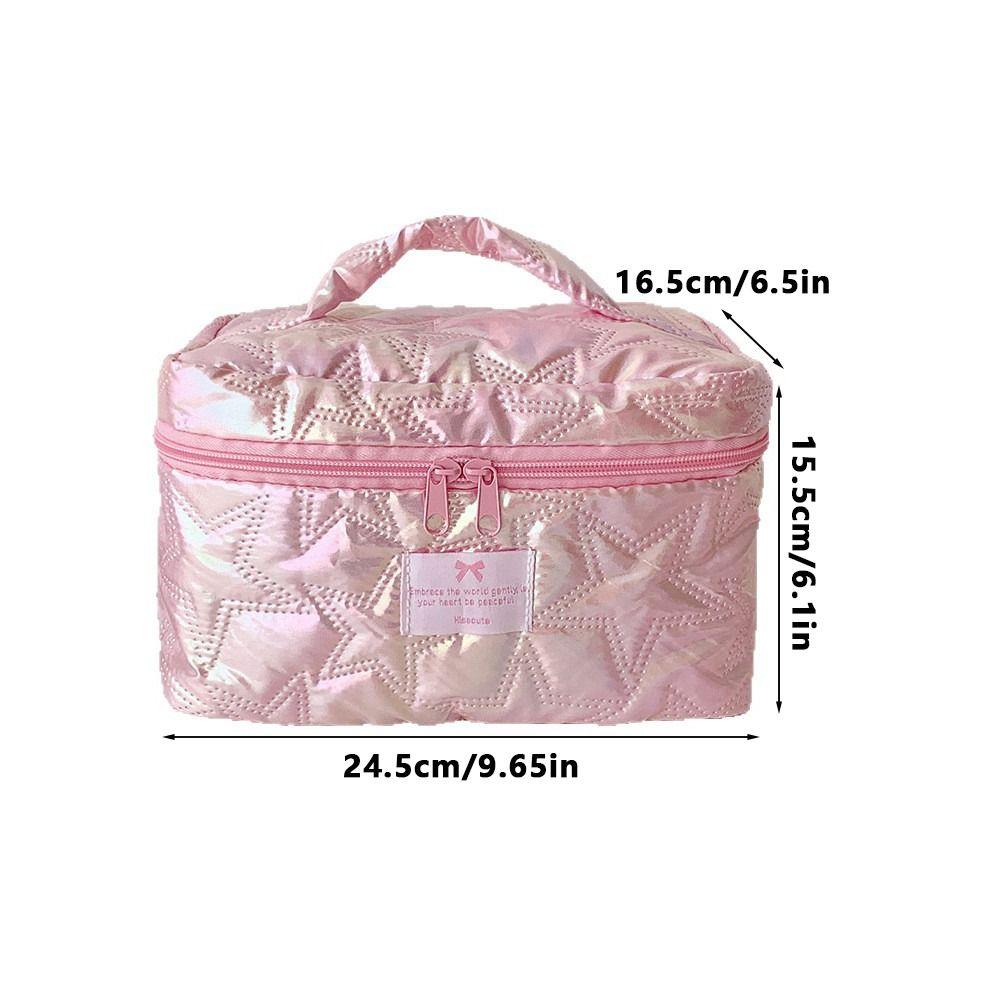 Korean Style Star Design Makeup Bag Handheld Pearlescent Travel Storage Bag Large Capacity Portable Cosmetic Bag Daily Use