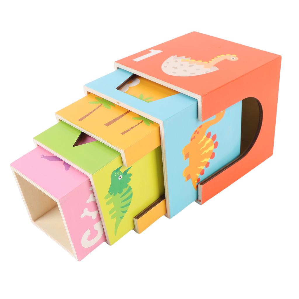 Wooden Stacking Box Toy Animals Colors Cognition Nesting Blocks for Kids Early Education Parent Chil
