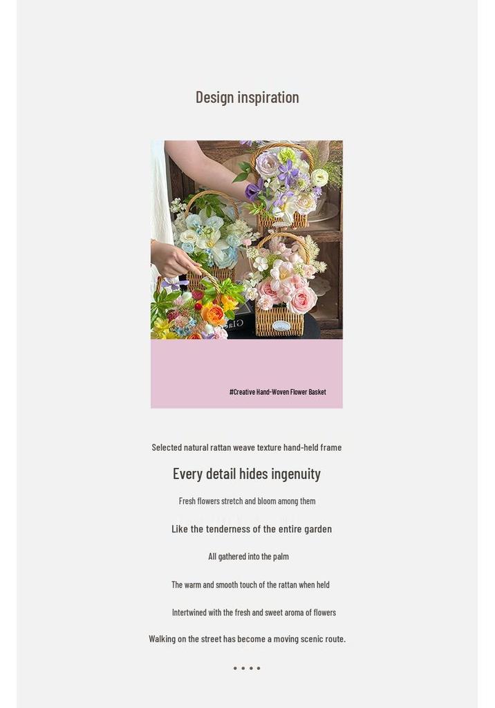 Creative Handwoven Flower Basket - Floral Arrangement DIY Kit for Home Decoration