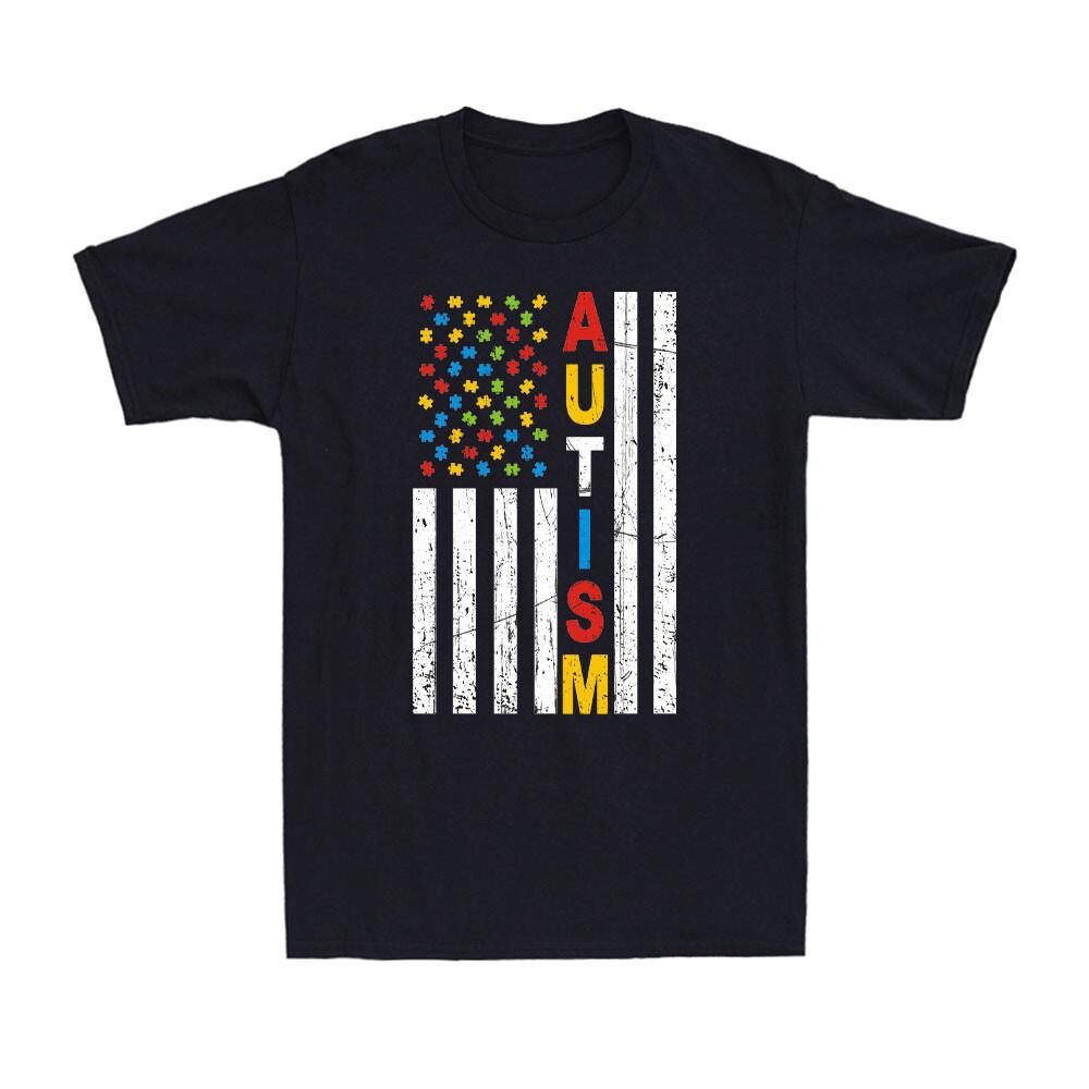 Autism Awareness Support Autism Puzzle Piece Flag Autism Awareness Men T-shirt M