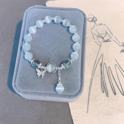 Antique Green Bead Cool Bracelet, Retro Chinese  Fashion, Light Luxury, High-sensitivity Butterfly Bracelet